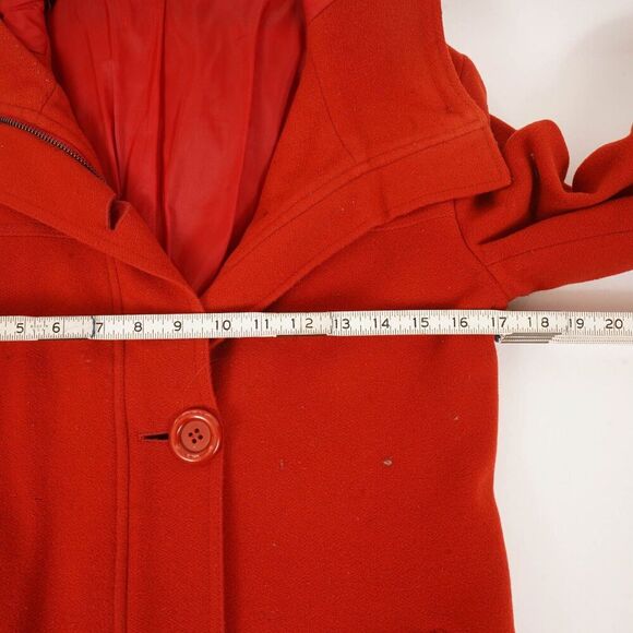 Divided by H&M Red Three Button and Zipped Long Sleeve Hooded Wool Jacket Size 4 - Picture 12 of 16